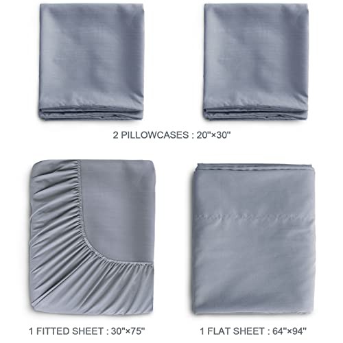 Cot Sheets 30" x 75" x 9", 4 Piece Cot Sheet Set (2 Pack), Cot (2 Pack) Grey