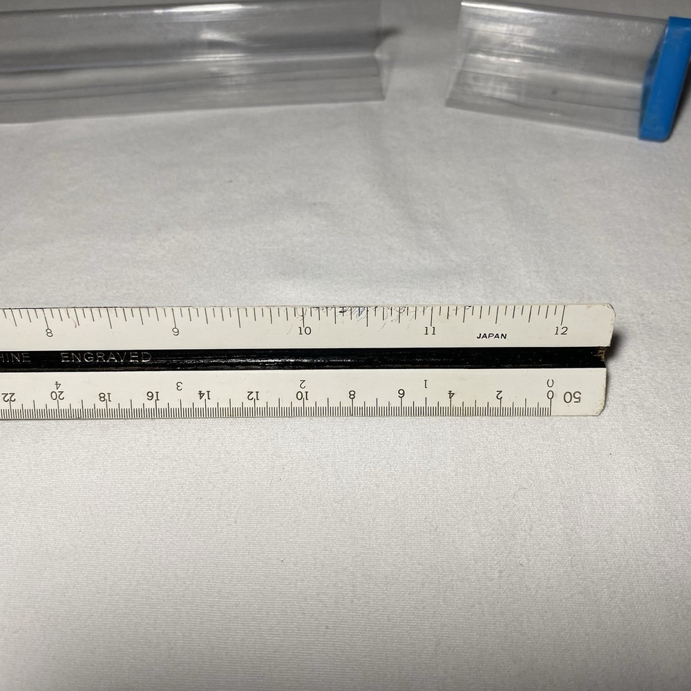 Alvin 244B Drafting Engineer Scale 12” Triangular Ruler W/Case Bamboo Japan Used