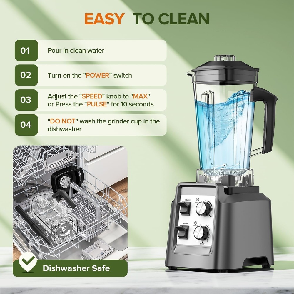 PSIIDAN Blender Black Pulse Function Variable Speed 28000-RPM for Smoothies