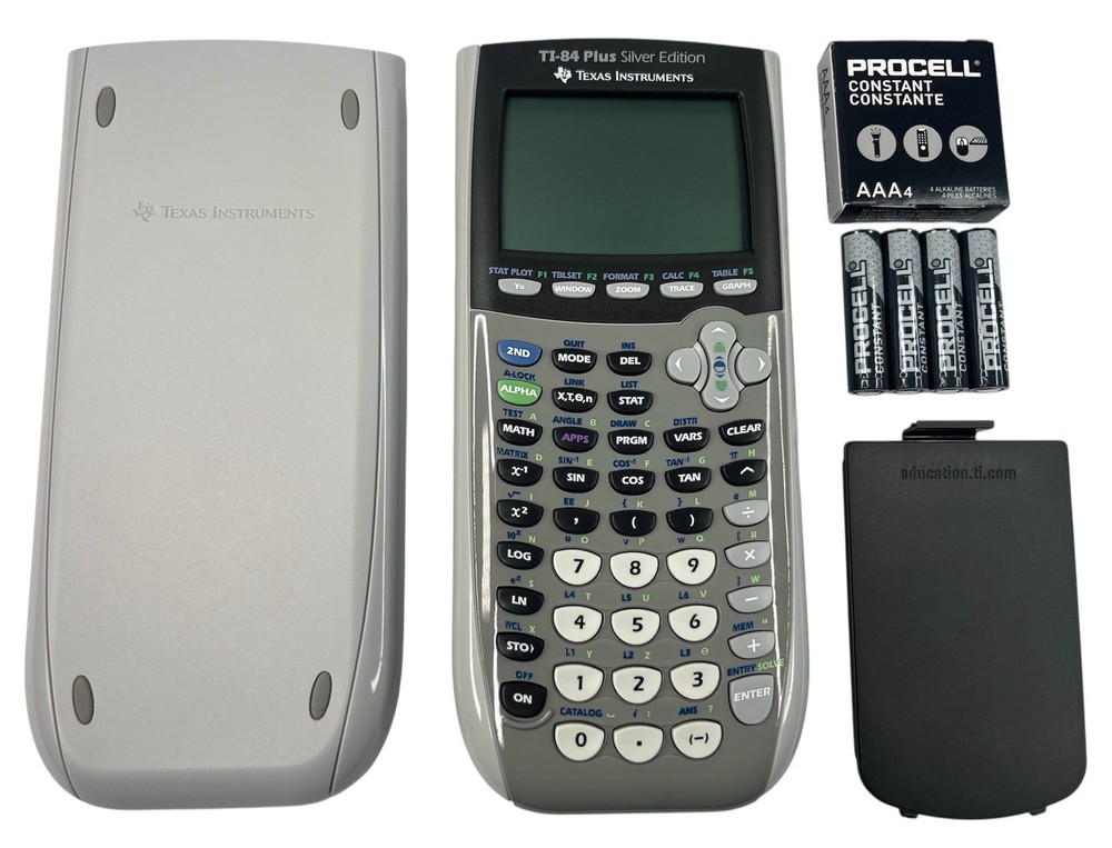 Texas Instruments TI-84 Plus Silver Edition Graphing Calculator & Cover TESTED