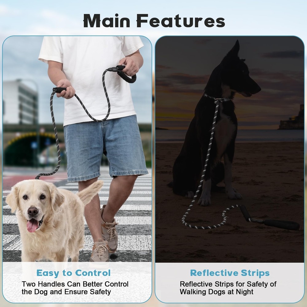 Amrules Dog Leash 6 FT with Comfortable Padded Handle, Training Loop Leash wi...