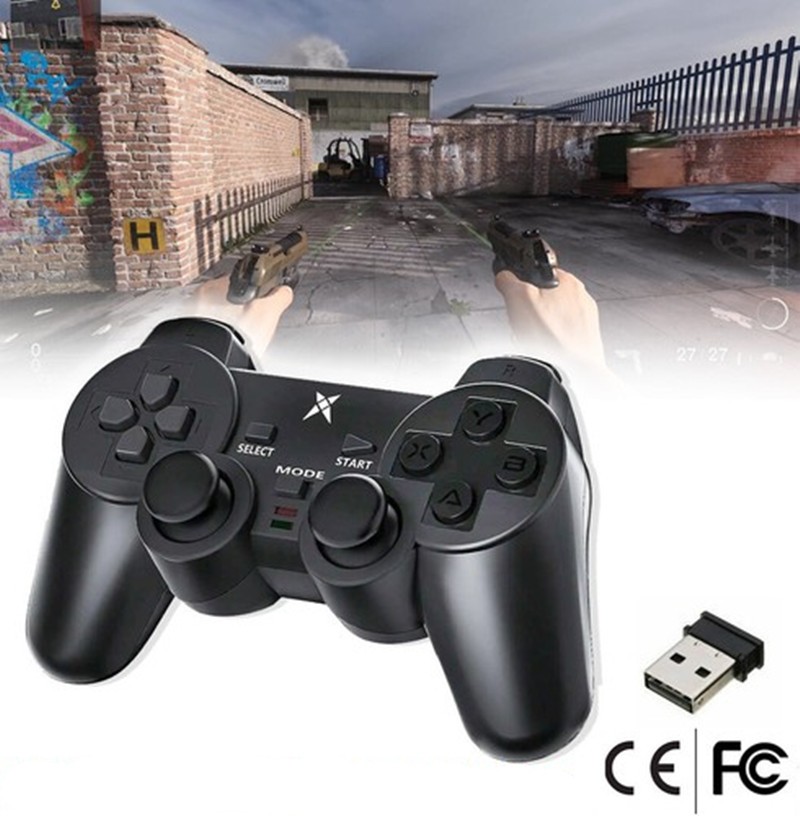 Wireless Dual vibration Controller Gamepad USB ort With Bracket For PC