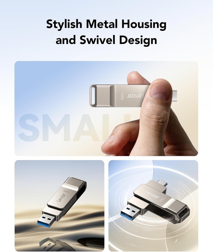 D40E 128GB Elegant USB Flash Drive - Dual Connectors & Secure AES Encryption