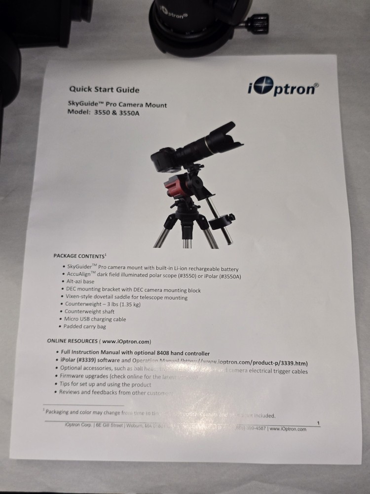 Mint Condition iOptron SkyGuider Pro Camera Mount #3550
