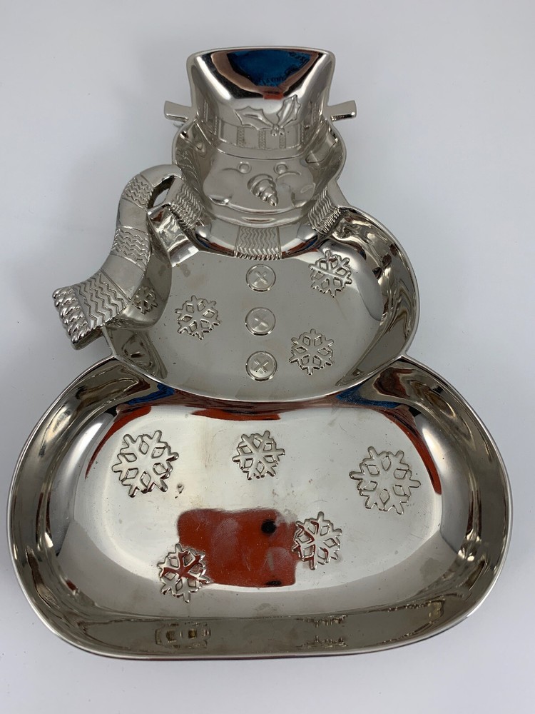 International Silver Co. Silverplate Snowman 15” Triple Divided Server Tray Dish