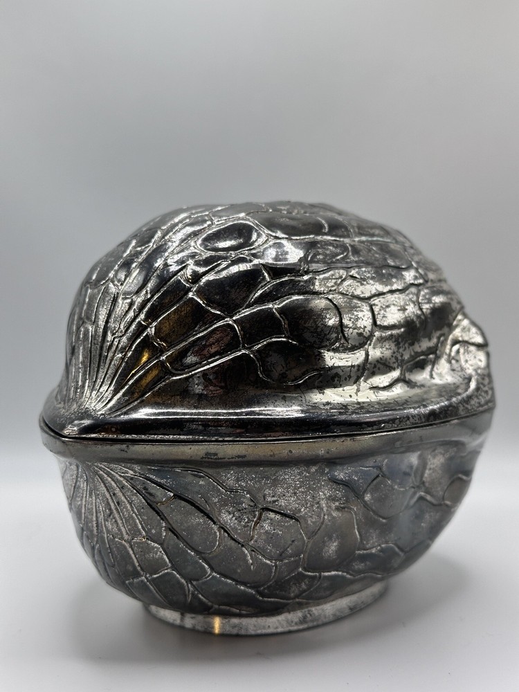 F B Rogers Silver Co Walnut Box 2 piece Trinket Box