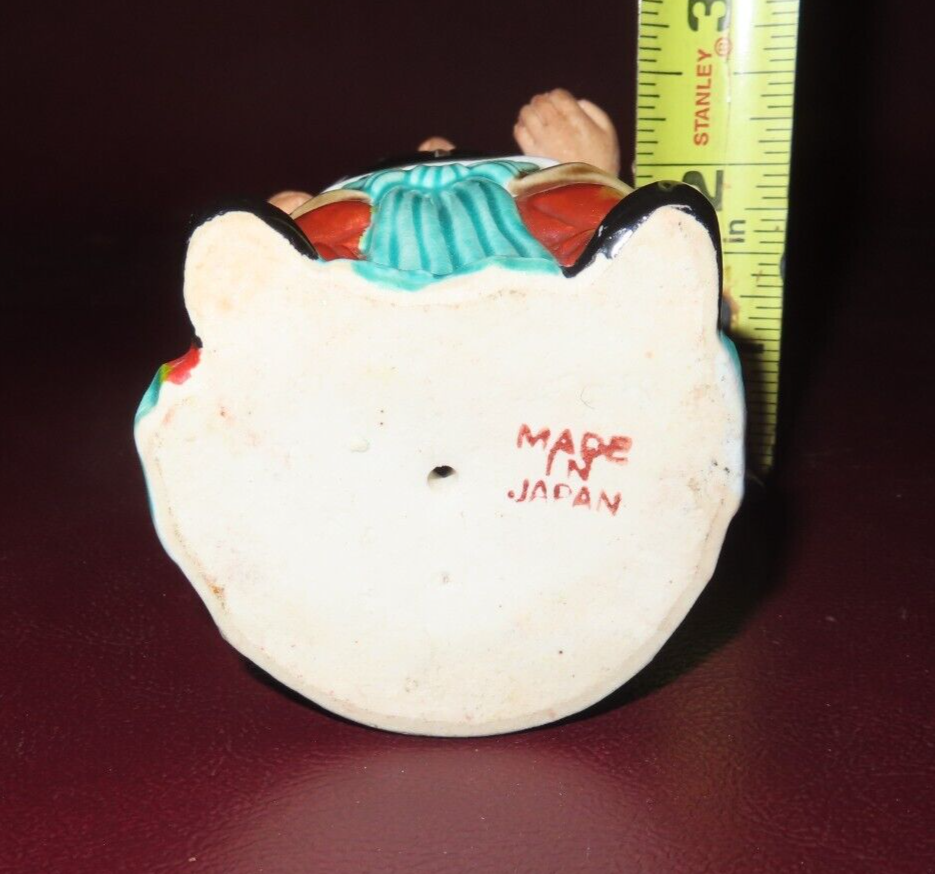 Vintage 6" Tall Hand Painted Japanese Porcelain Buddha Guard Figure w/ Staff