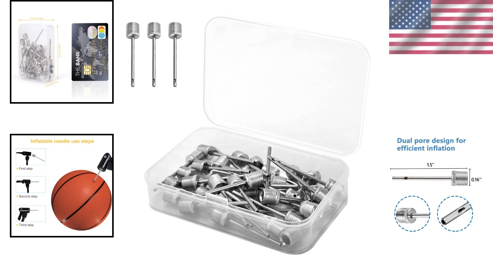 homepa 35pcs Air Pump Needle Air Inflation Needle for Basketball Soccer Ball