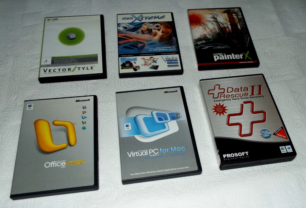 MICROSOFT VIRTUAL PC FOR MAC + OFFICE 2004 MAC+ 4 MISC. PROGRAMS W/KEYS READ!!!!