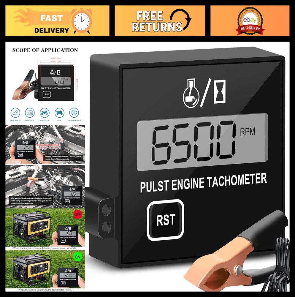 Digital Chainsaw Tachometer - Small Engine Speedometer for Lawn Mower, ATV, Gene