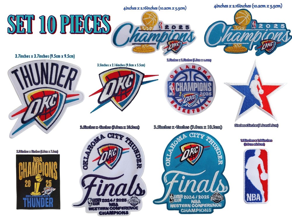 Oklahoma THUNDERS2025 Set 10PCS PER PACK  LOGO PATCH,IRON,​Sewing​ on​ Fabrics