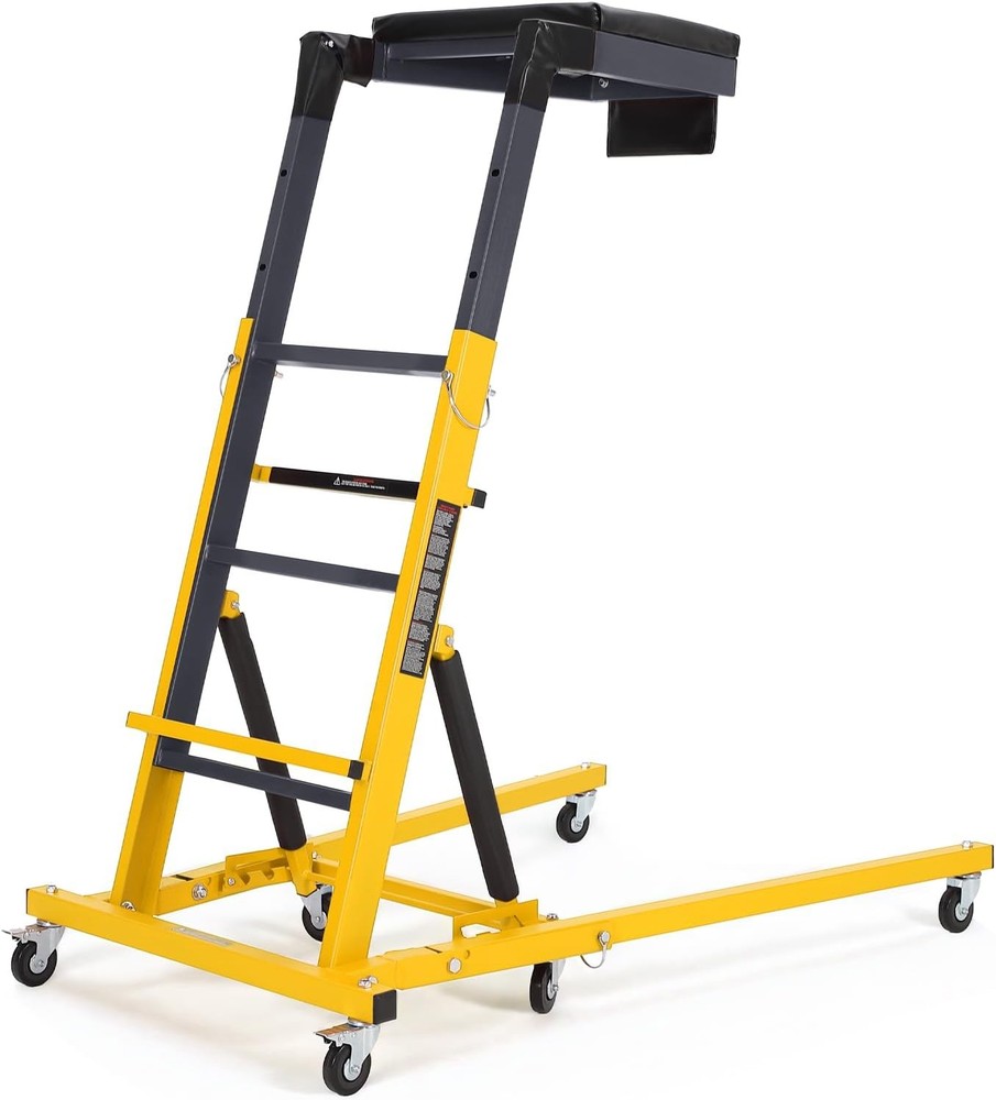 Adjustable Garage Creeper with Lockable Wheels, Tool Pouch & Ergonomic Design