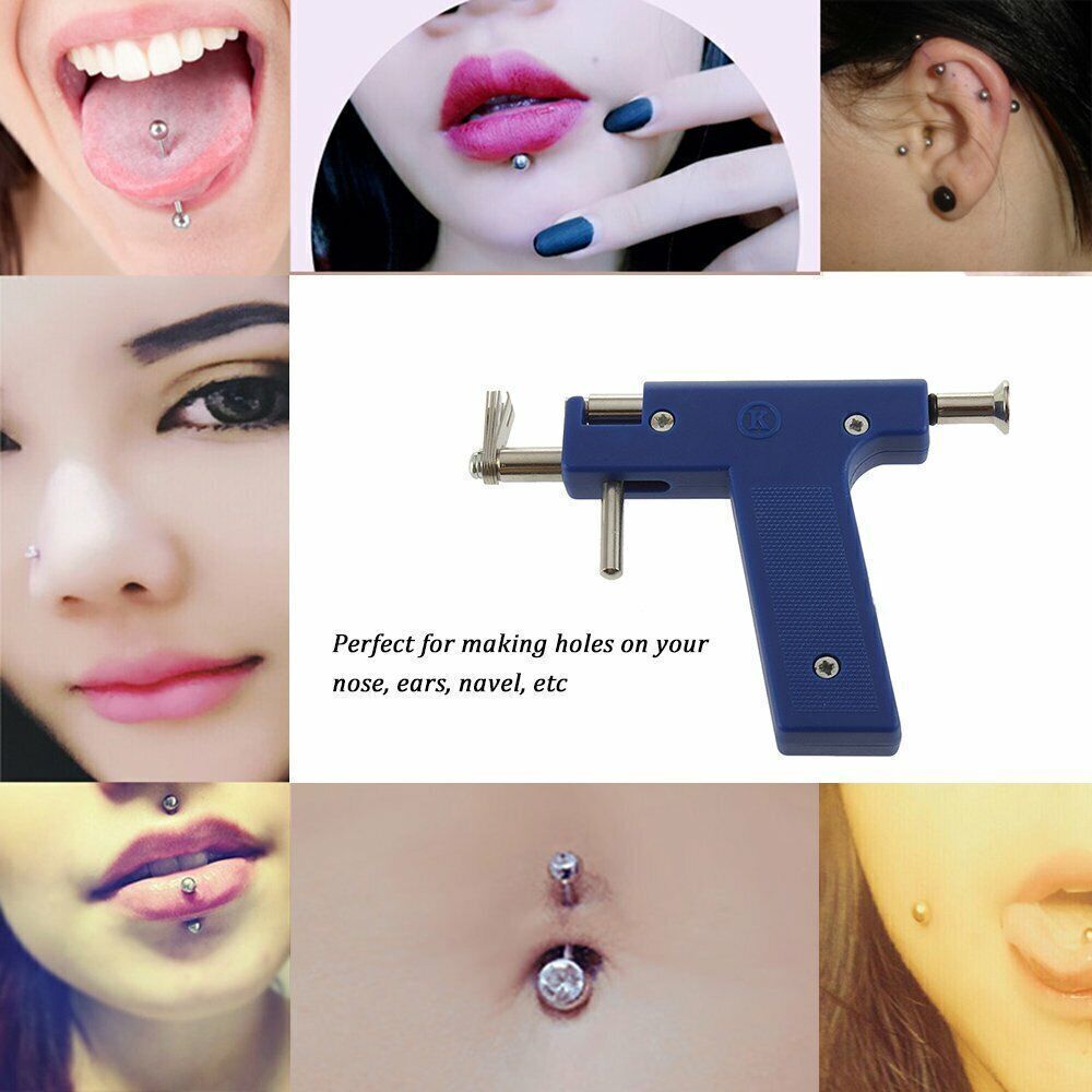 Professional DIY Ear Piercing Gun Body Nose Navel Tool Kit Jewelry with 98 Studs