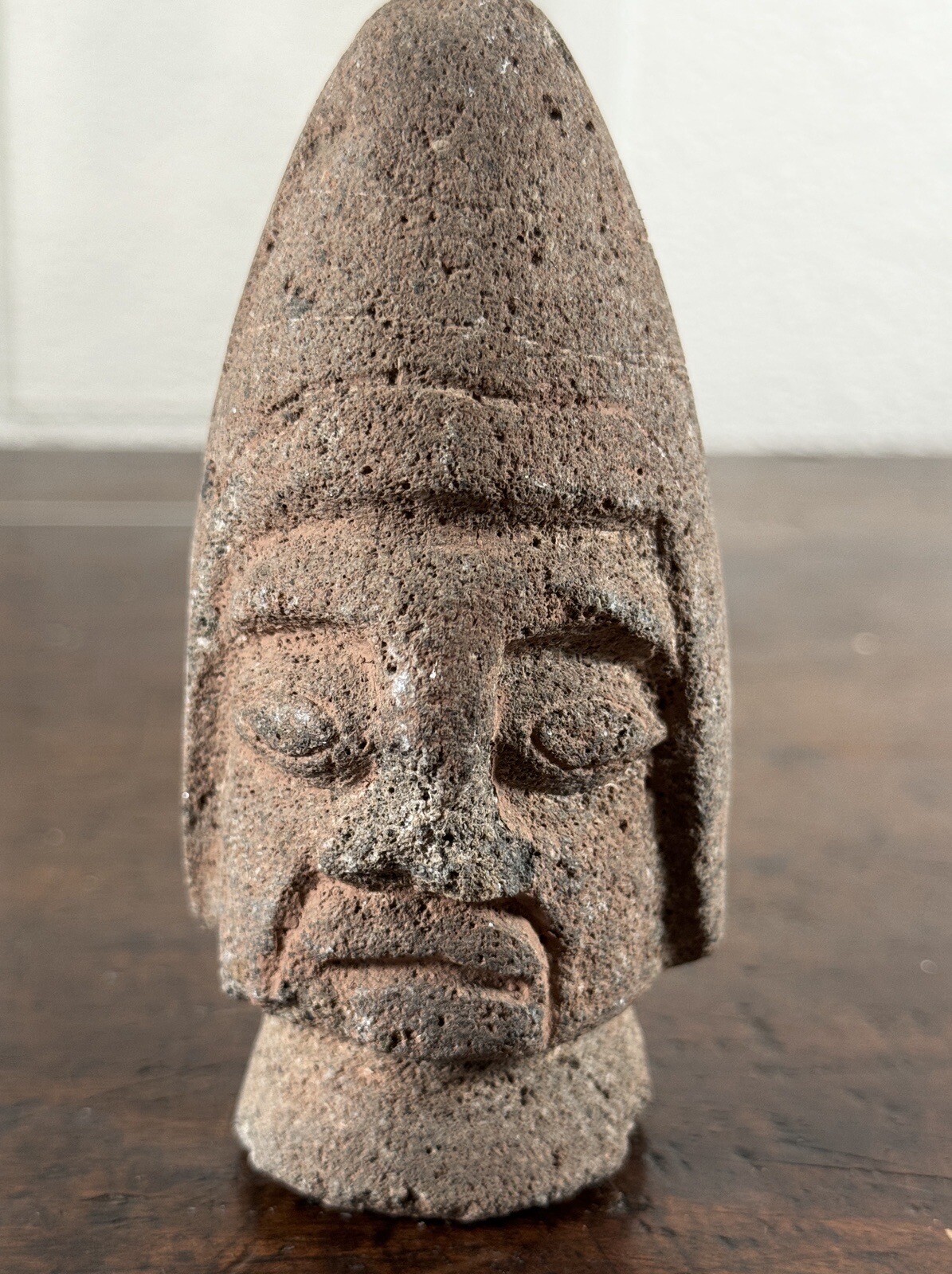 Antique Pre-Columbian Huastec Carved Stone Trophy Head Veracruz Effigy Figure