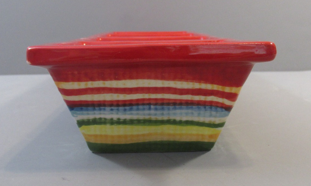 2014 Avon Striped Ceramic Condiment Server - 4 Sections