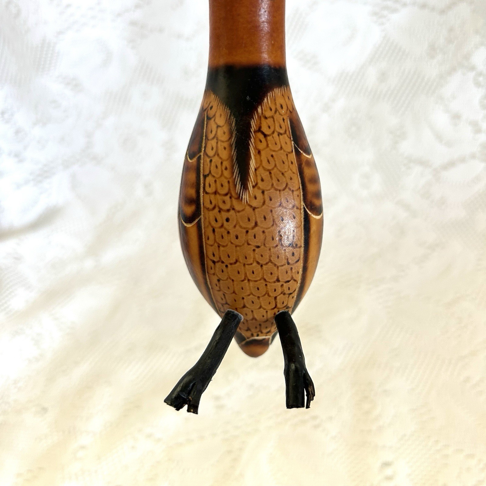Hand Carved Peruvian Gourd Bird Primitive