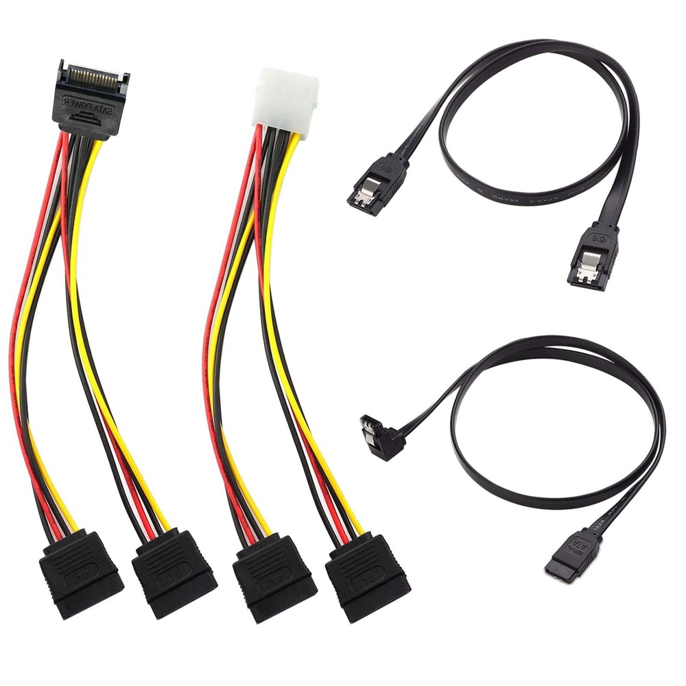Sata Data Cable  15 Pin Power Splitter Cable 4 Pack 6.0 Gbps Highspeed Data T