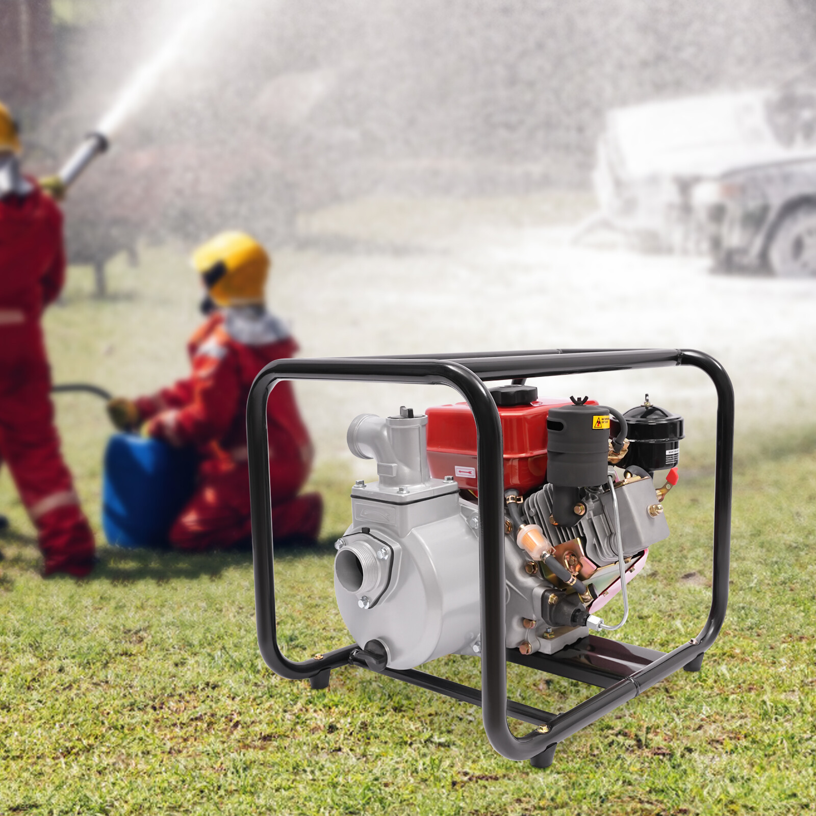 4L 2 inch Water Pump Water Transfer Pump 4-Strok Diesel Water Pump + Water Pipe