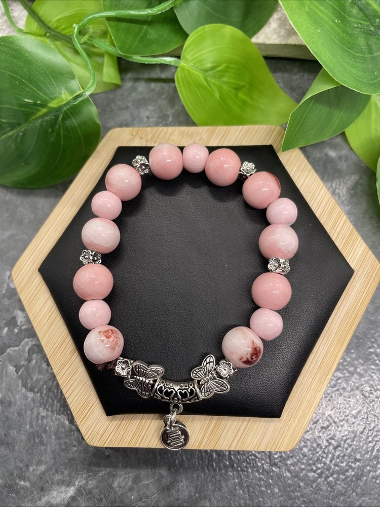 Handmade Ceramic Bead Beaded Stackable 6.5” Plus Stretch Bracelet New B243