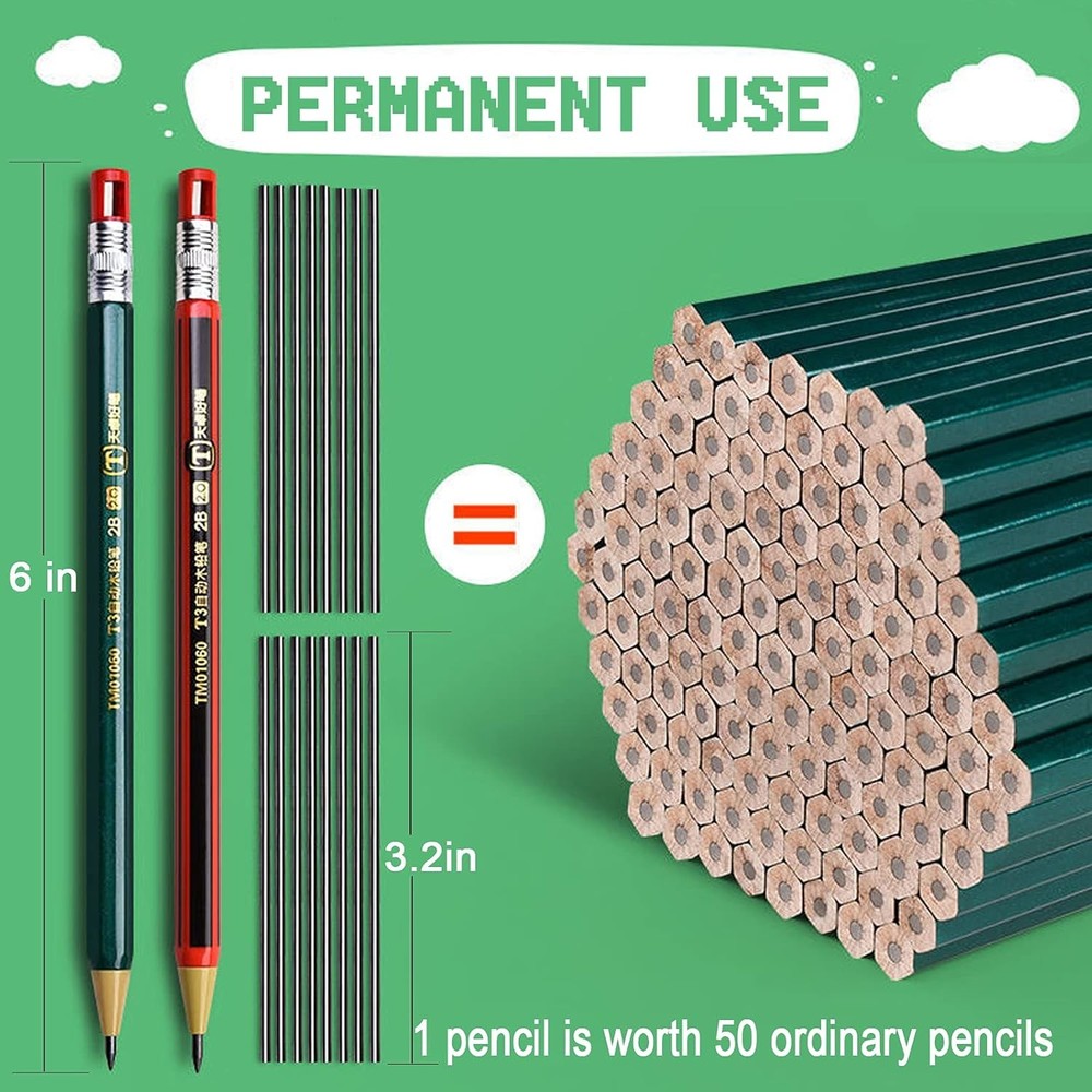 85 pcs Solid Carpenter Pencil Set Includes 5 Construction Pencils Deep Green