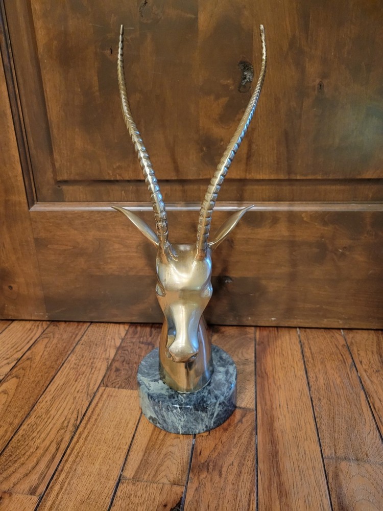 Solid Brass Vintage Antelope w/ Solid Marble Bass
