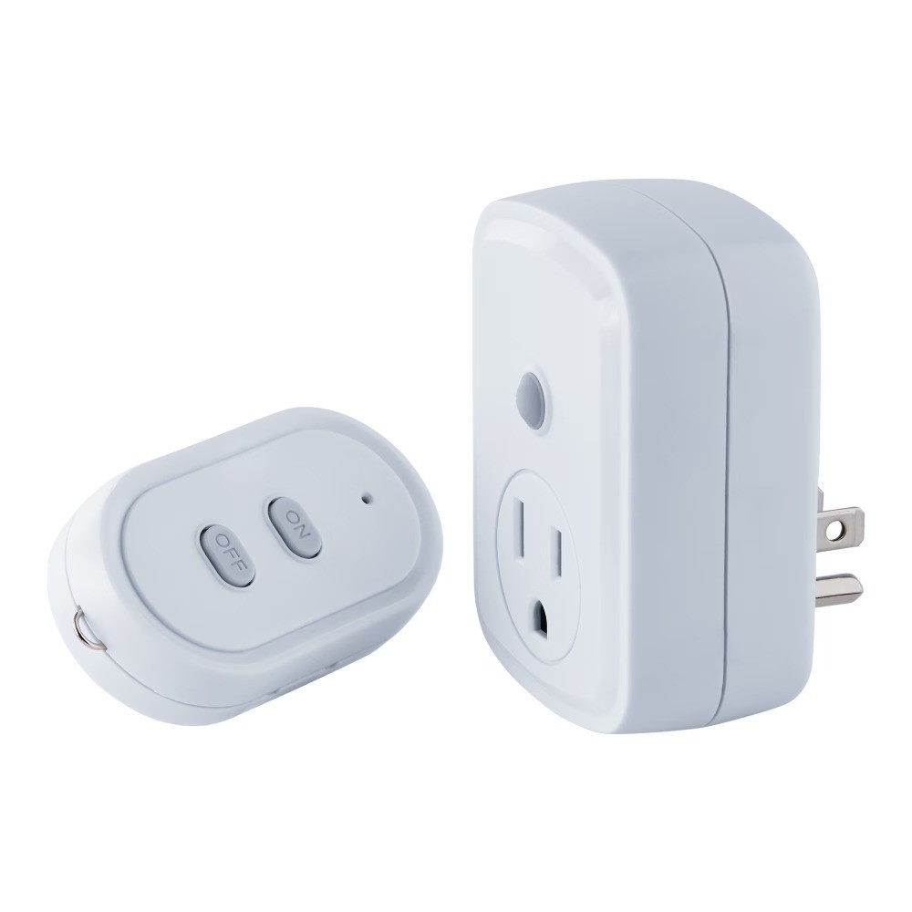 Wireless Remote Control Outlet Switch for Indoor Use White Single Plug