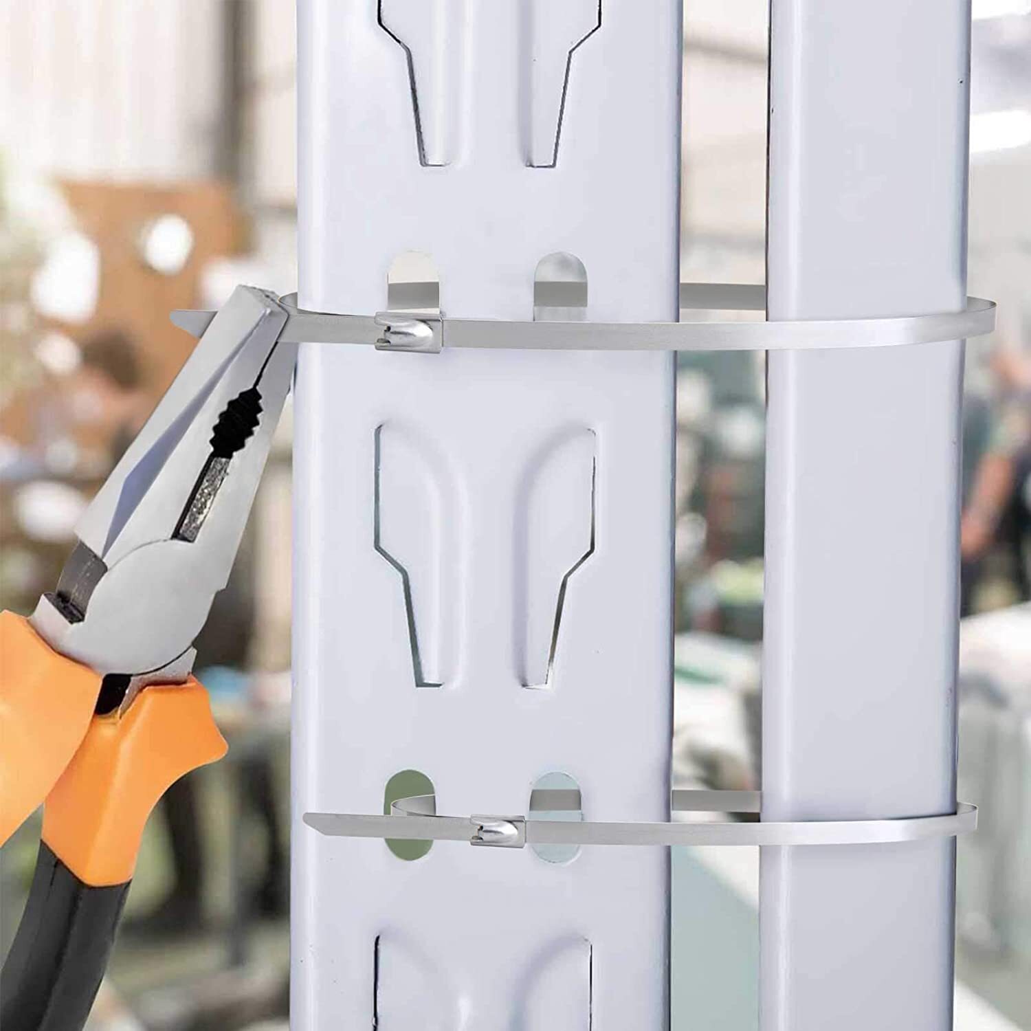 100-200Pcs Metal Zip Ties Stainless Steel Heavy Duty Self-Locking Cable Ties US