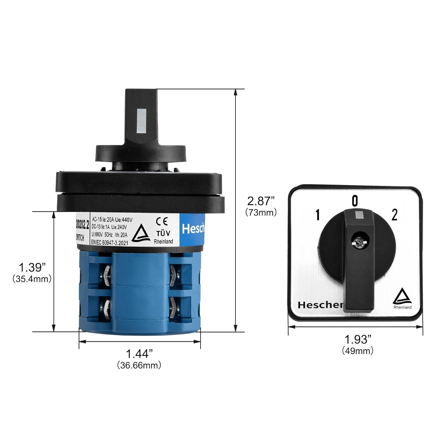 Universal Rotary Cam Selector Changeover Switch SZW26-20/D202.2 660V 20A On-Off-