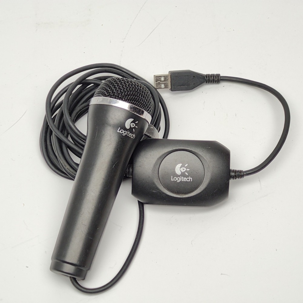 Logitech USB Microphone Wired PC Mic White USB Plug Play Computer Karaoke Mic