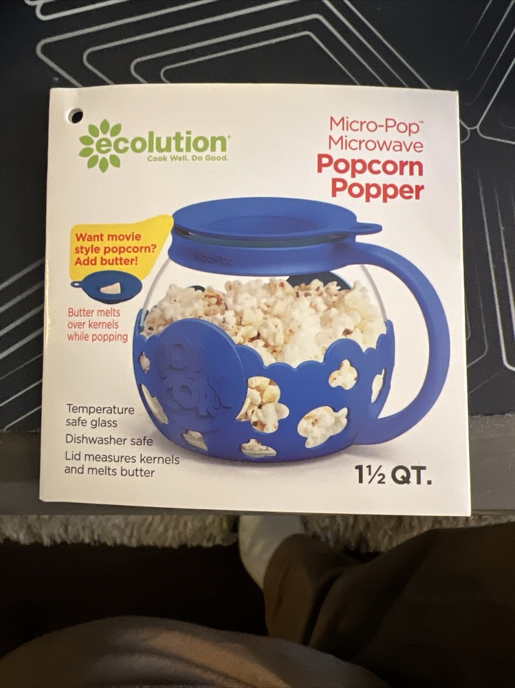 Ecolution Original Microwave Micro-Pop Popcorn Popper, Borosilicate Glass, 1.5