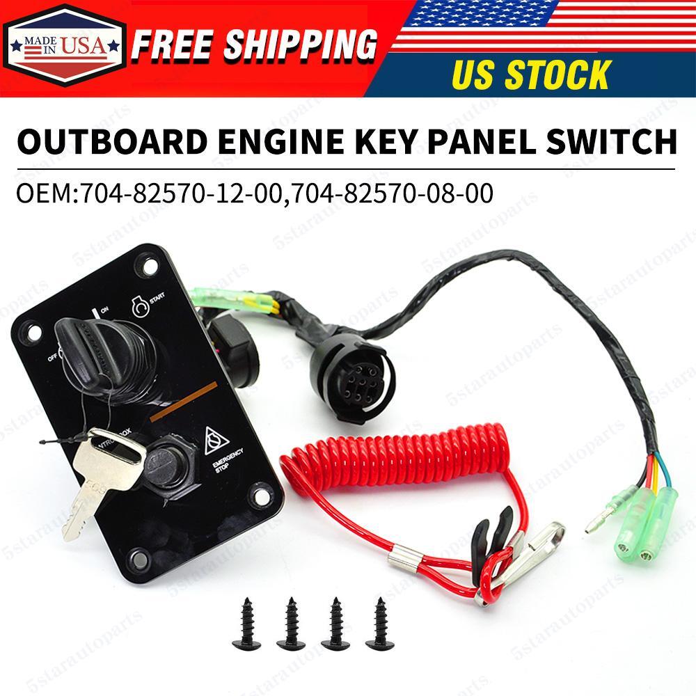 NEW Outboard Single Engine Key Switch Assembly Panel Fits Yamaha 704-82570-12-00