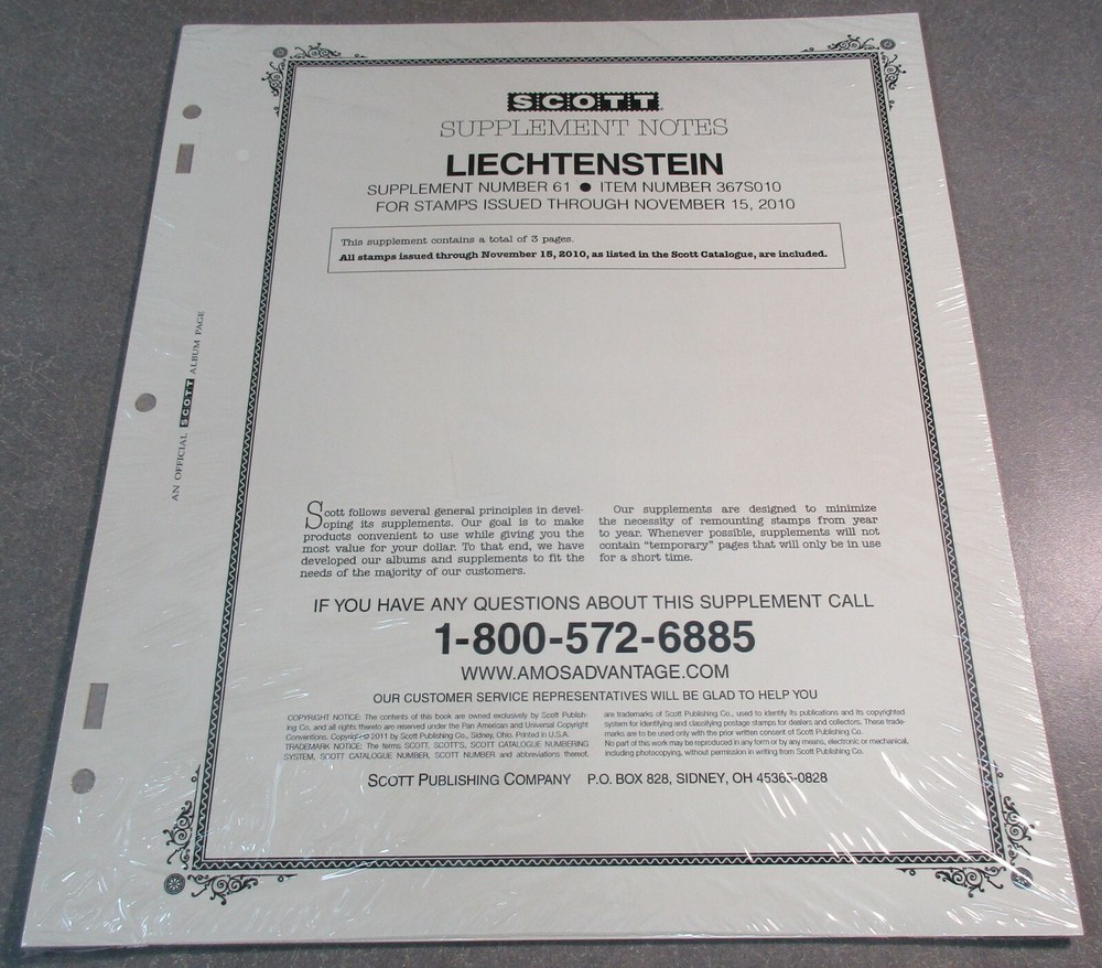 "SCOTT" LUXEMBOURG #61 SUPPLEMENT ITEM #367S010 W/FREE SHIPPING!!