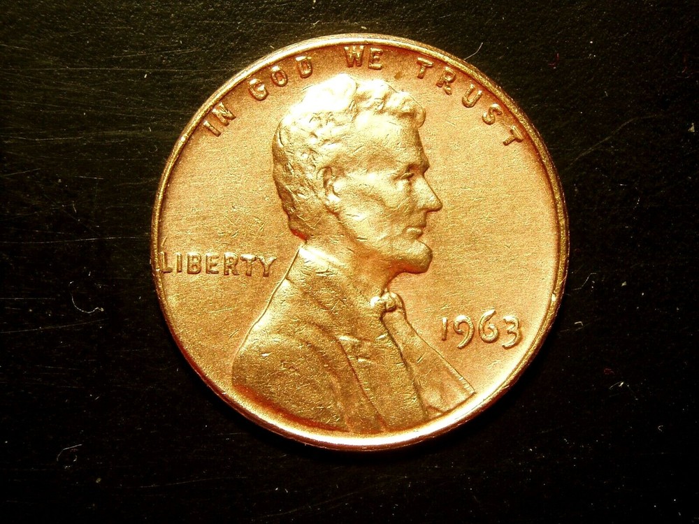 1963  ONE CLEANED LINCOLN MEMORIAL CENT #38