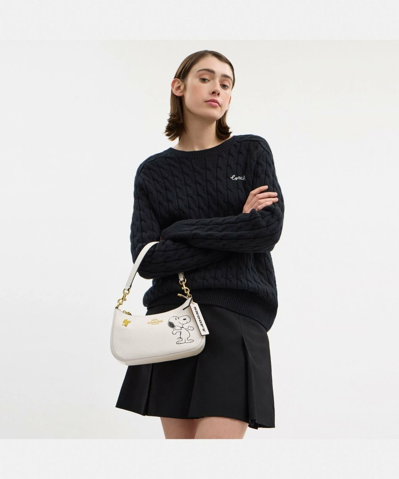 COACH x PEANUTS Teri Shoulder Bag Snoopy Chalk Multi CBJ76 Outlet NEW