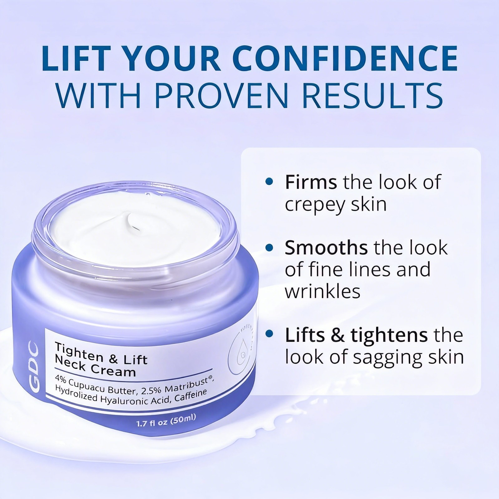 GDO Tighten and Lift Neck Cream Firming Anti-Aging 1.7oz- Clinically Tested