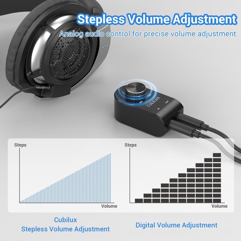 Cubilux 6.35mm Volume Controller, 1/4" Inline Stereo Audio Attenuator...