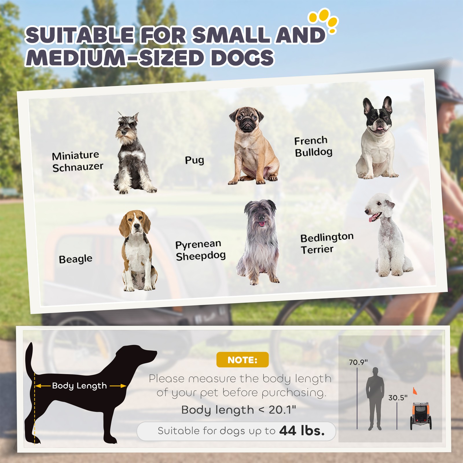 PawHut Dog Bike Trailer, Pet Cart Wagon Cart Carrier Attachment