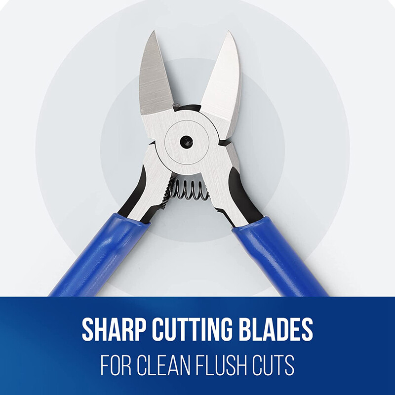 2PC Wire Cutters 6 Inch Precision Flush Cutter Spring Loaded Side Pliers