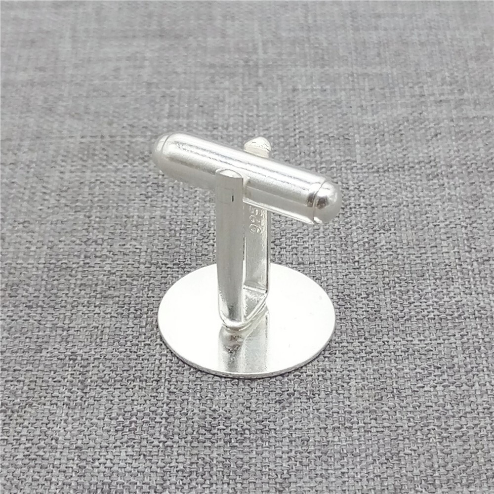 Sterling Silver Flat Round Cufflink 925 Silver Plain Cuff Link Back 16mm