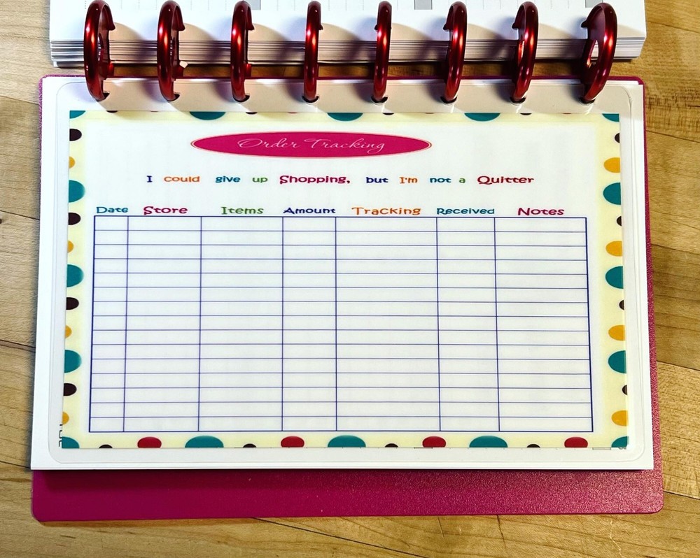 Shopping Order Tracker DASHBOARD FOR USE with the TUL/Arc (8 disc) Planner~