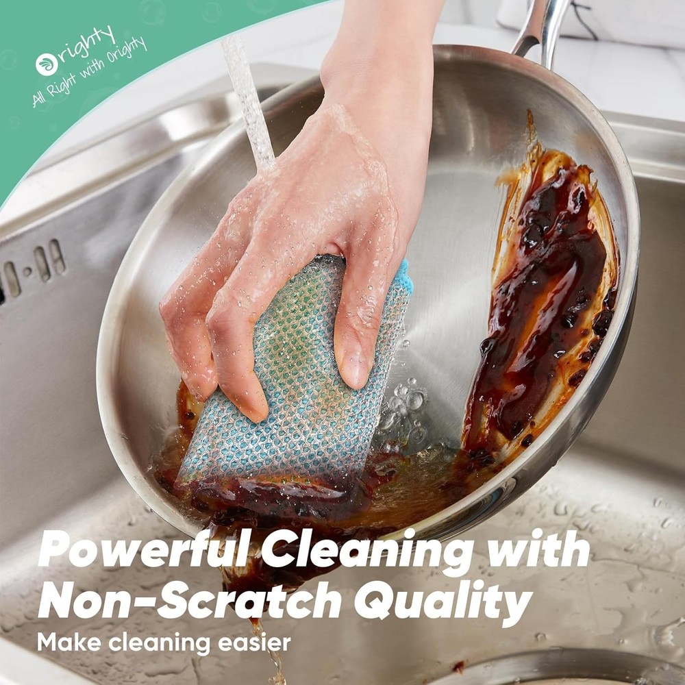 Multipurpose Wire Dishwashing Rag 12 Pcs,Upgraded Double-Layer Non-Scratch7"x8"