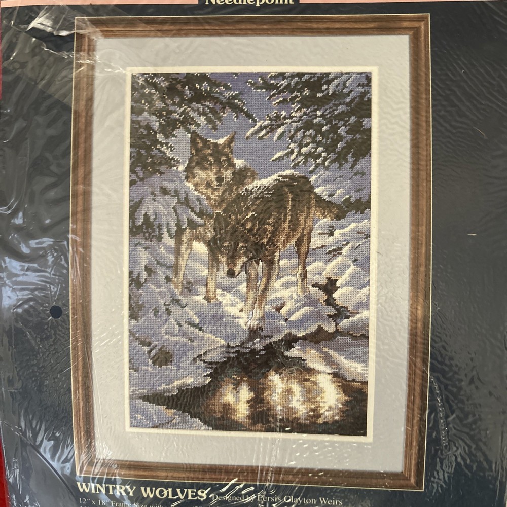 Sunset Dimensions Wintry Wolves Needlepoint Kit 12126