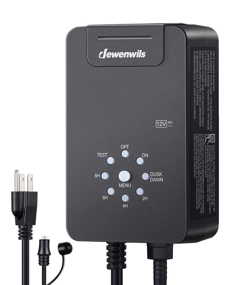 DEWENWILS 60W Low Voltage Landscape Transformer, Weatherproof, Sensor & Timer