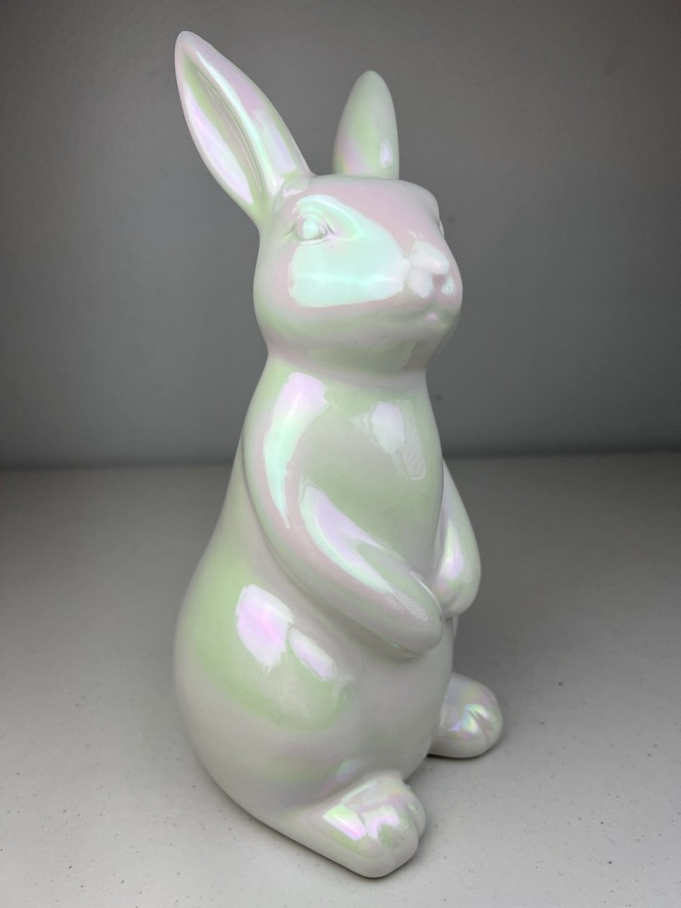 Iridescent Bunny Rabbit Figure Easter Decor 9.5"
