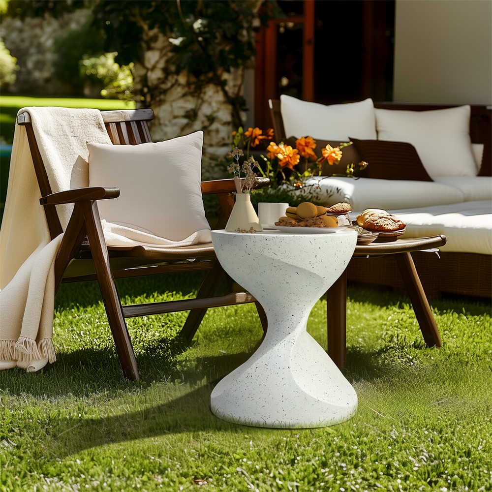 Unique Twisted Shape Lightweight Concrete Side Table Coffee Table Outdoor Patio