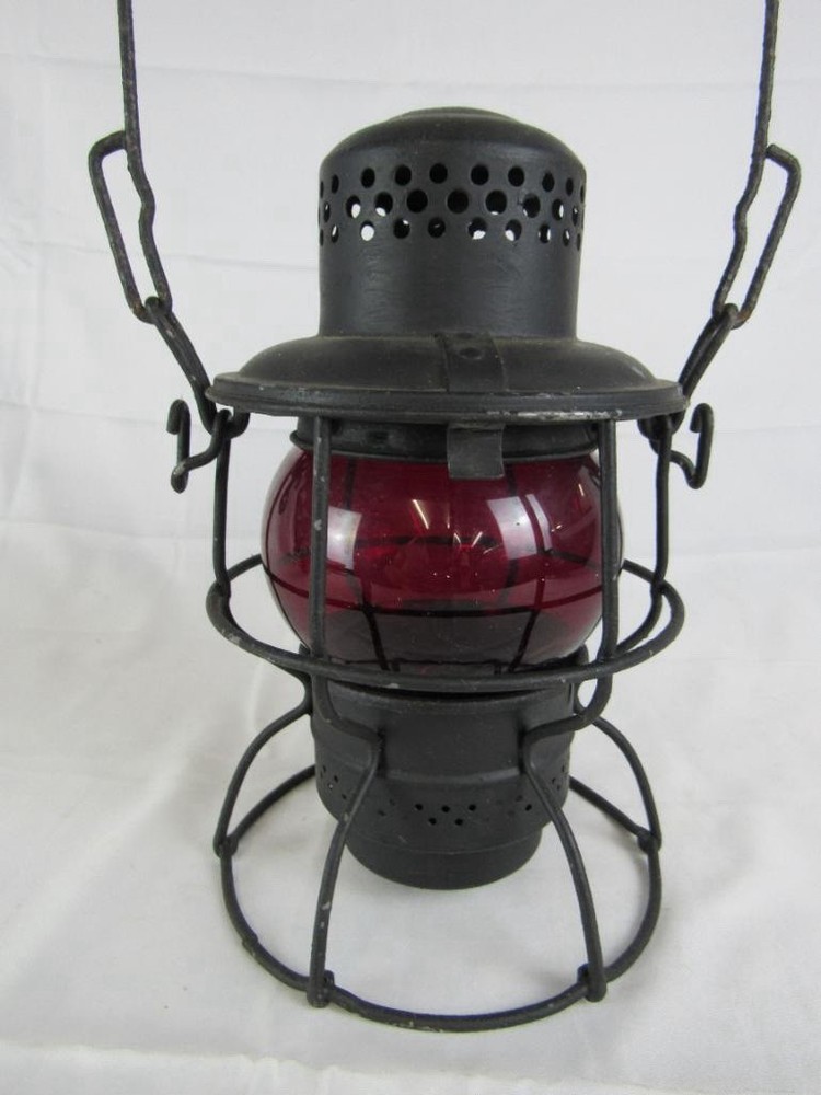 Antique Railroad Lantern w/ Ruby Globe