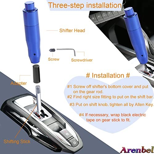 5" Weighted Gear Stick Shift Handle Automatic Push Button Shifter Knob Blue