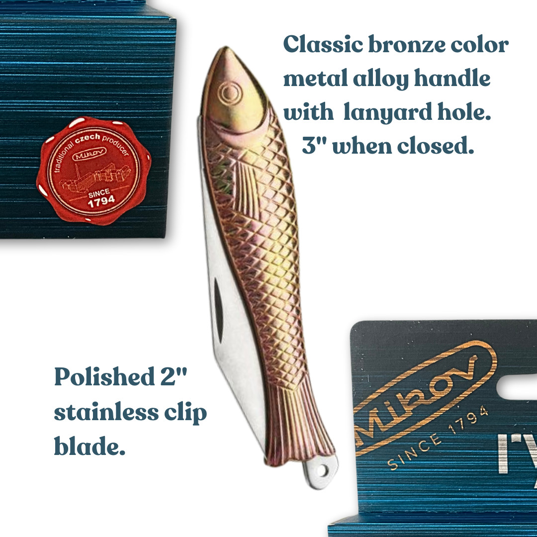 Fish Knife Mikov Bronze Fish Folding Pocket Pen Knife NEW NIB