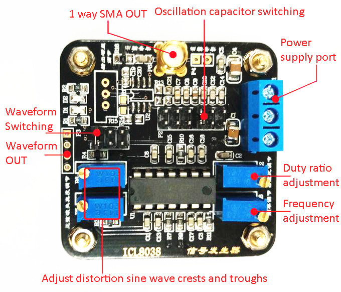 Low Frequency Signal Source Generator Module ICL8038 Sine Square Triangle Wave H