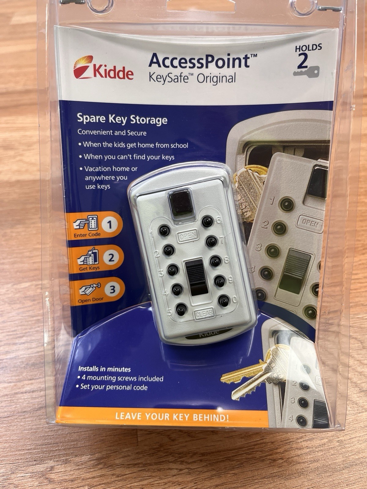 Kidde Key Safe Lock Box Holds 2 Keys Mounted w/ Pushbutton Combo Lock White NEW